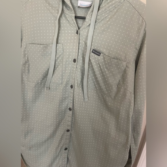 Columbia womens green hooded long sleeve shirt - Picture 3 of 5